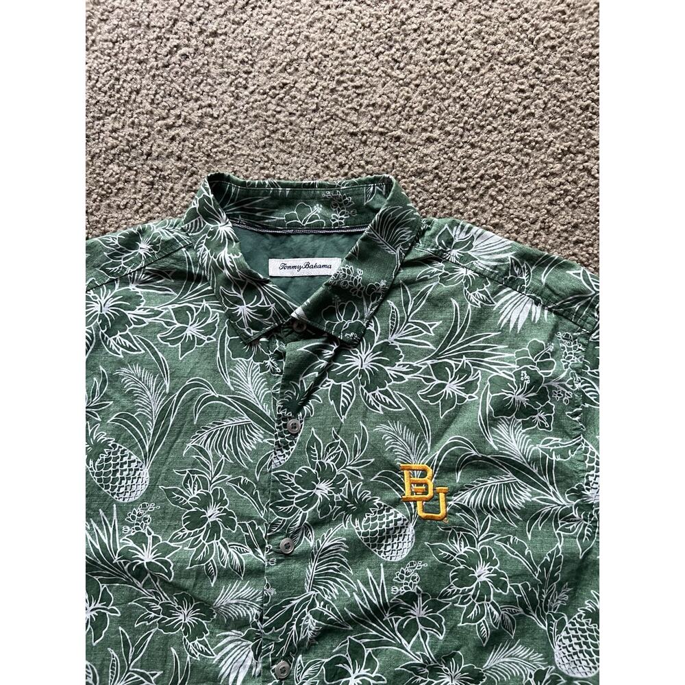 Mens Large Tommy Bahama Button Up Hawaiian Baylor Bears floral Shirt